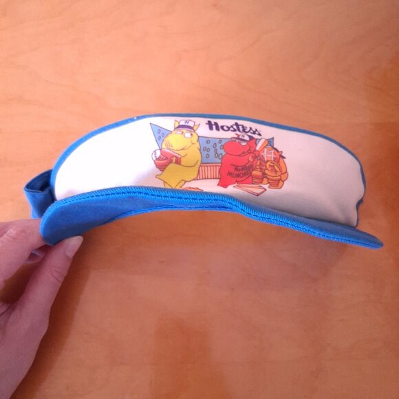 Damaged 1980s Blue Hostess Munchies Playing Baseball Sun Visor / Visor Hat - Picture 8 of 10